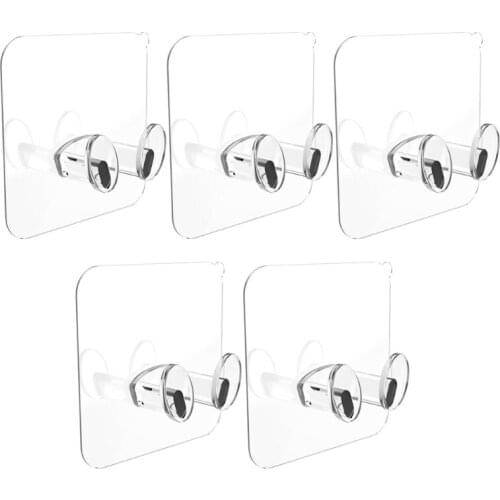 5Pcs Home Office Wall Adhesive Power Plug Socket Holder Hanger Sticky Hook Shaving Razor Key Transparent Wall Storage Hooks