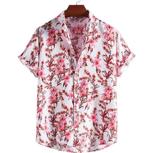 59# 2021 Hawaiian Shirts Mens Summer Casual Harajuku Printed Short Sleeve Top Blouse Shirts Men Clothing Camisa Masculina