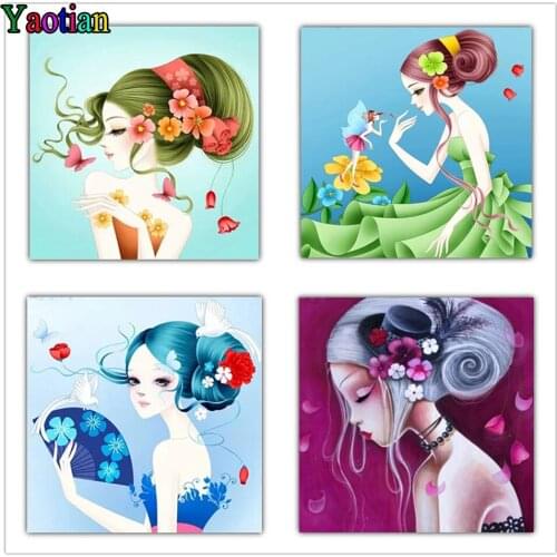 5D Diy Diamond Painting Cartoon Girl Series Diamond Embroidery Mosaic Full Round Square Drill Home Decoration Mosaic Art