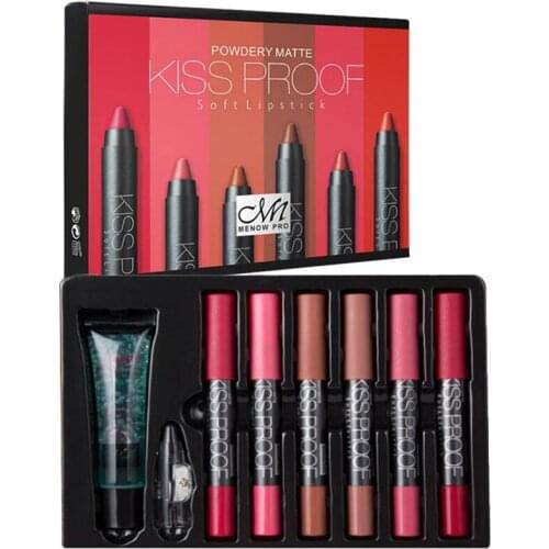 6pcs Lip Liner Set Velvet Matte Easy To Color Non-stick Cup Lipstick Waterproof Sweatproof Long Lasting Lip Makeup Set TSLM