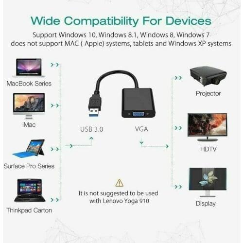 External Graphic Card Video Multi-display Converter Adapter USB 3.0 to VGA Adapter 1080P Video Converter Cable Connector