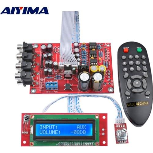 AIYIMA M62446 6 Channel Remote Control Volume Control Preamplifier LCD Display 5.1 Audio Volume Preamp NE5532 OP AMP For 5.1 Amp