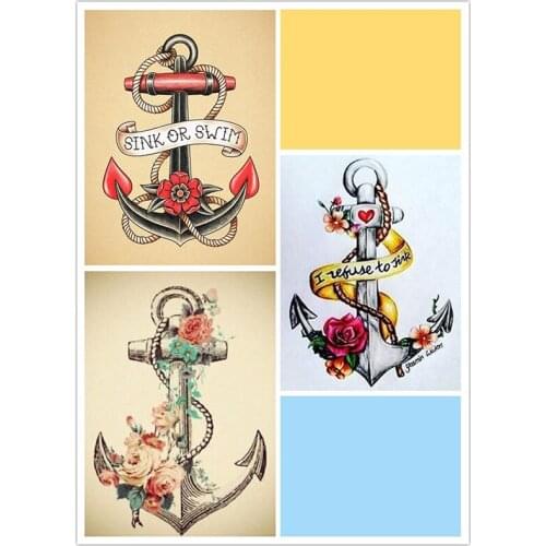 Diamond Painting Full Square/Round Drill Daimond Painting Anchor Drawing with Flowers Mosaic Rhinestone Picture Craft