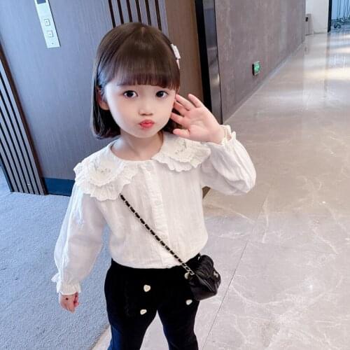 Girls Blouse Solid Color Kids Blouse For Girls Casual White Blouses Childrens For Girls Spring Autumn Clothes For Girls