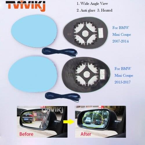 TVYVIKJ Side Rearview Mirror Blue Glass Lens For BMW BMW Mini Coupe 2007-2017 Wide Angle View anti glare door mirror Wing