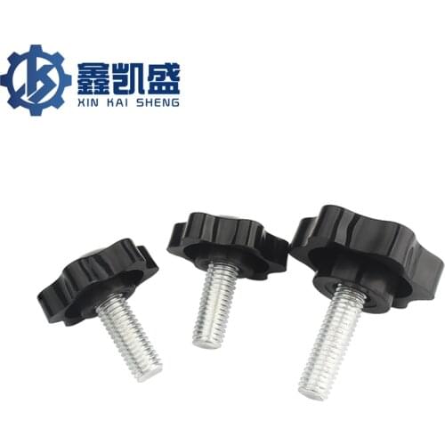 Plum Blossom Handle Screw Star Hand Screw Rubber Head With Handle Bolt Plastic Screw M4M5M6M8M10 White Zinc Plating