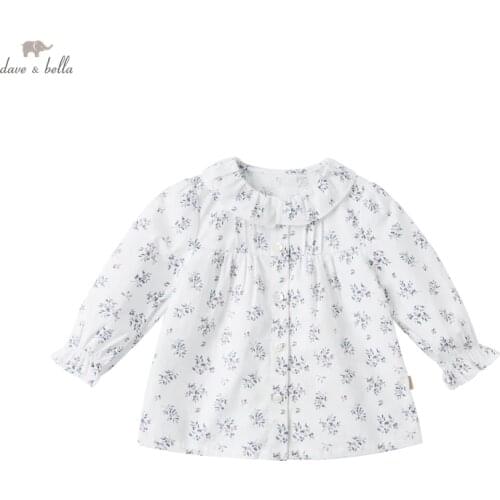 DBJ16970-1 dave bella spring fashion baby girls floral print shirts infant toddler tops children high quality clothes