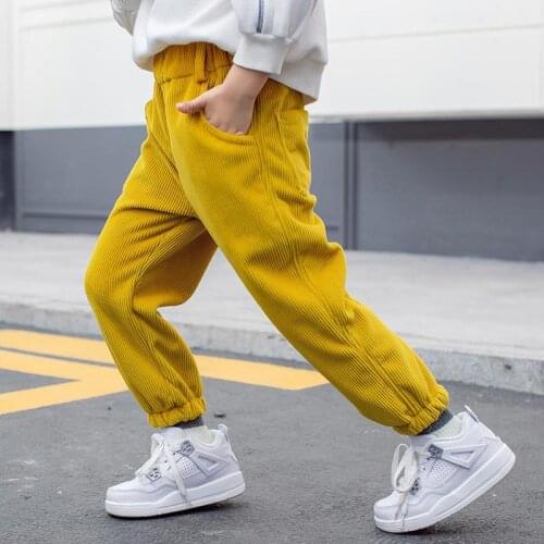 Childrens Pants Girls Baby Plus Velvet Pants Warm Winter Thickening Korean Kids Lantern Pants Boys Cotton Spinning Corduroy