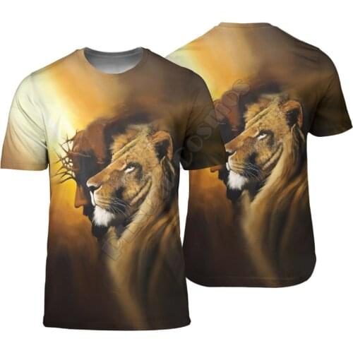 PLstar Cosmos Jesus Lion 3D Printed t-shirt Harajuku Streetwear T shirts Hip hop Men For Women Short Sleeve 04