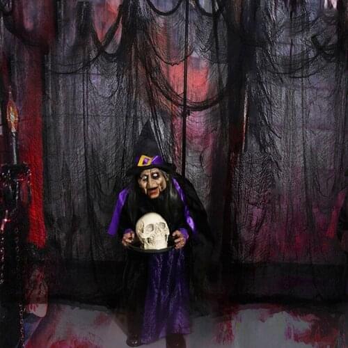 Halloween Creepy Gauze Large Grid Yarn Cloth Door House Decor Gothic Props Party Decoration Halloween Party Decoration