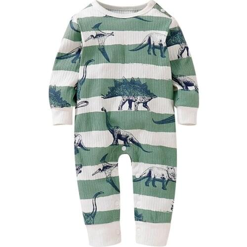 Long Sleeve Dinosaur Striped Print Romper Jumpsuit Clothes childrens clothing clothes Boys clothes Infant Baby Boy Girls L821