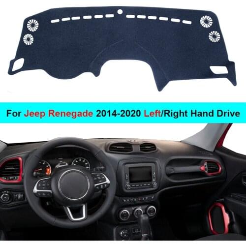 For Jeep Renegade 2014 - 2019 2020 LHD RHD Rug 2 Layers Car Dashboard Cover Carpet Cape Shade Pad Carpet Dashmat Sun Shade Pad