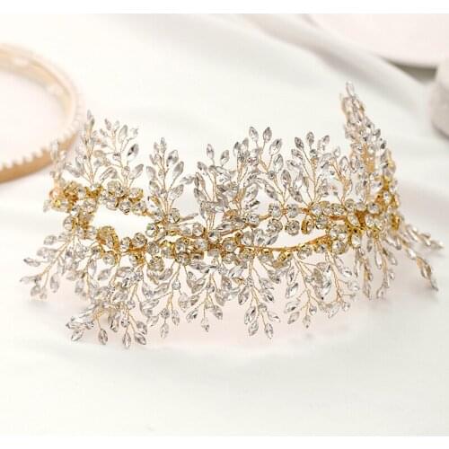 Leaves Design Vintage Women Wedding Bridal Hair Accessories Party Tiaras And Crown Cubic Zircon