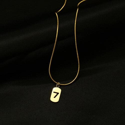 Fashion Lucky Number 7 Titanium Steel Dainty Initial Necklace Gold Color Choker Necklace For Women Pendant Jewelry Gift