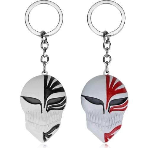 MQCHUN Anime Bleach Keychain Kurosaki Ichigo Mask Key Chain Cosplay Accessories Metal Pendant Keyring For Mens Gifts Hot Jewelry