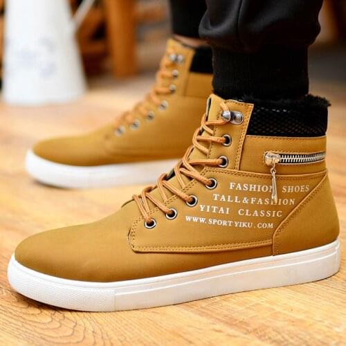 Winter boots men shoes 2021 autumn flat with round toe platform shoes men snow boots zipper lace-up fashion boot Mans Footwear