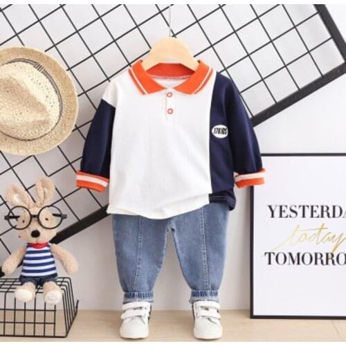 New Spring Kids Clothing Children Clothes Baby Boys' Sets Two Pieces Long-sleeved Shirt with Jeans Boy