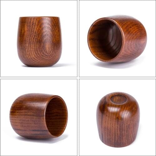 OYOURLIFE Japanese Style Natural Wooden Cup Reusable Environmental Protection Tea Coffee Milk Wine Cup Heat Insulation Water Cup