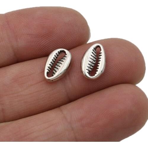 20pcs Antique Silver Plated Shell Charms Pendants for Jewelry Making Necklace DIY Handmade Findings 12x8mm