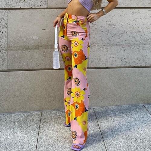 Floral Print Y2K Straight Pants Women Streetwear Fashion Joggers Sweatpants Vintage Harajuku Summer Cargo Trousers
