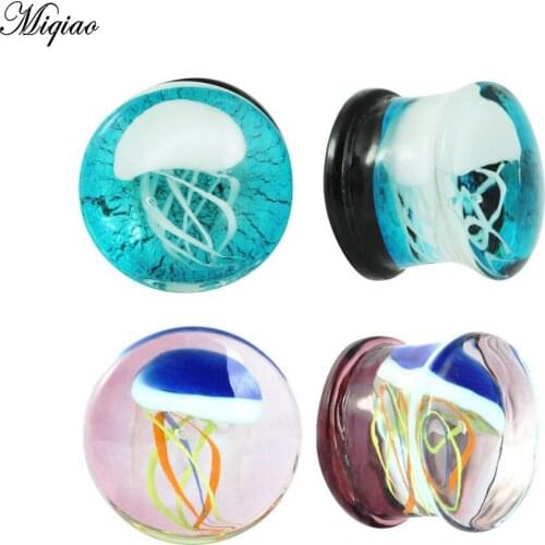 Miqiao 1 pcs Explosive glass ear expander ear studs European and American fashion jewelry marine jellyfish ear expander hot new
