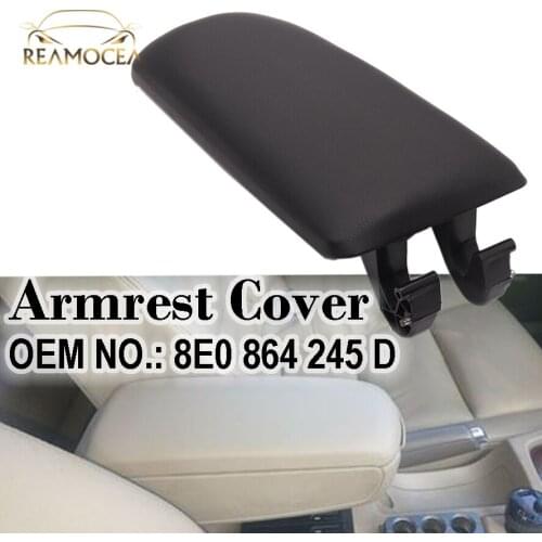 Reamocea 8E0 864 245 D Black PU Leather Center Console Armrest Cover Lid Fit For Audi A4 B6 B7 2002 2003 2004 2005 2006 2007