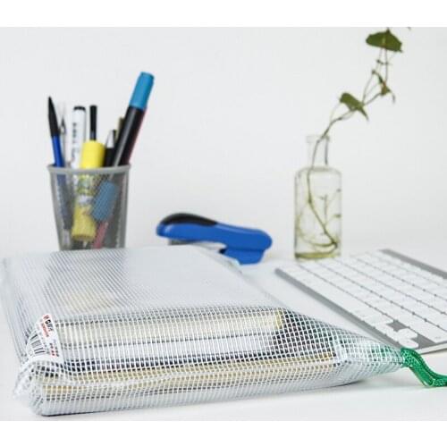 Grid Document Reference Bag B6/A5/B5/A4 Thickened File Folder Zipper Waterproof PVC Transparent Business Office Student