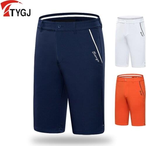 2019 new solid color golf shorts mens sports shorts summer male elastic quick dry knee long shorts golf sportswear size 30-36