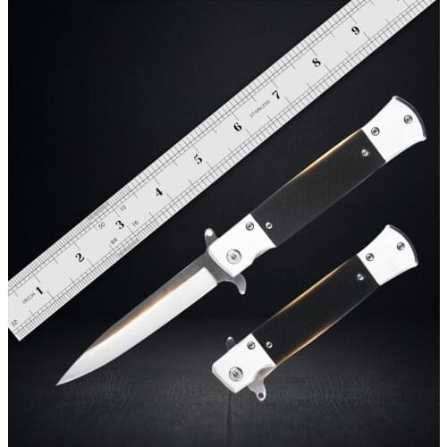 9.06'' Folding Pocket Knife Sharp Survival Tactical Knife G10 Handle Outdoor Combat Camping Hunting Knives for Self-defense Tool