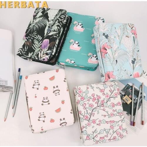 Cute Cartoon Drawing Pattern 72 Slot Portable Canvas Pencil Case Holder 4 Layer Zipper Large Capacity Shockproof Art Supplies