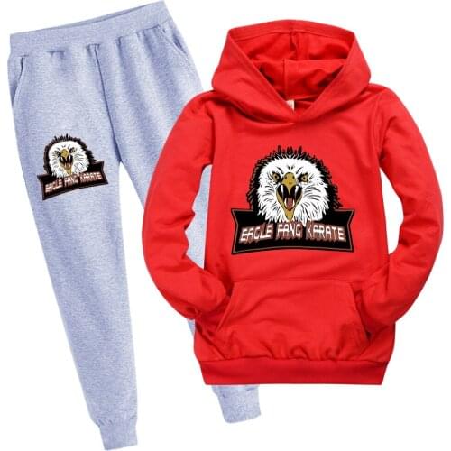 Unisex 100% cotton Eagle Fang karate Hoodie set Cobra Kai Hoodie Soft Spring and Autumn set Tee Homme