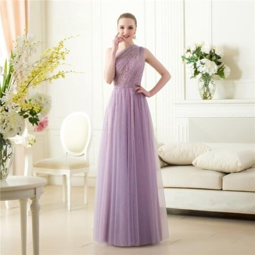 Cheap robe de soiree Real Photos Floor Length One Shoulder Customized Formal Party A-line Prom gown 2018 bridesmaid dresses