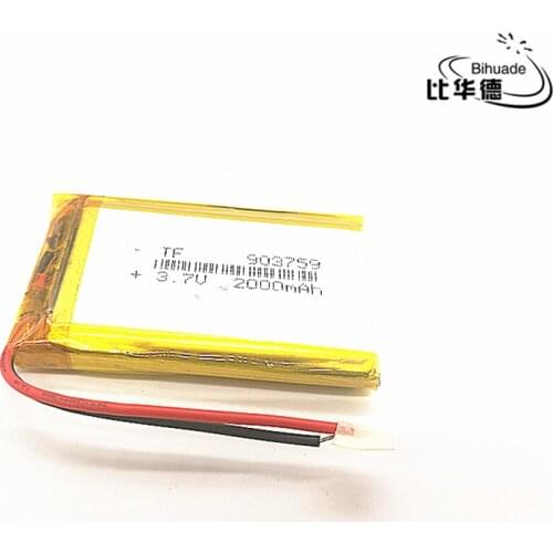 10pcs 3.7V,2000mAH,903759 PLIB polymer lithium ion / Li-ion battery for GPS,mp3,mp4,mp5,dvd,bluetooth,model toy mobile bluetooth