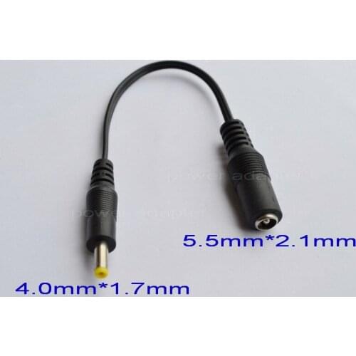 1000pcs High quality All copper brand new DC cable power jack female 5.5 * 2.1 mm plug male 4.0 * 1.7mm Free shipping
