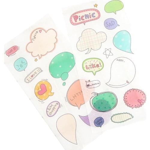 15packs/lot Cute Dialog Decorative Scrapbooking Stickers Transparent PVC DIY Diary Album Sticker Label Wholesale