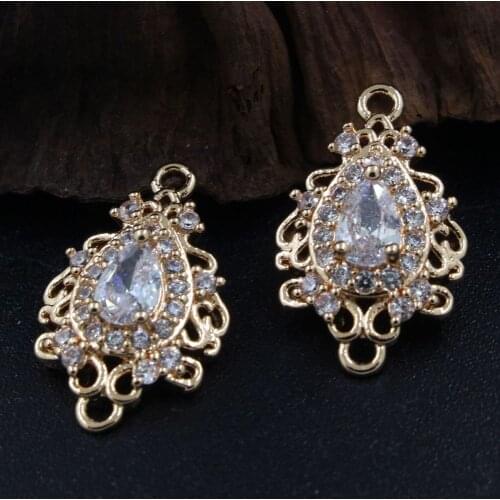 20pcs Square Flower Metal CZ Charms Connectors Pendant & Earrings Supplies Quality DIY Bridal Women Wedding Jewelry Accessories