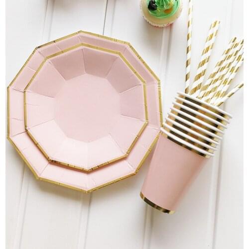 24 pieces Wedding Party supplies kids birthday party tableware set Decoration Cake Dish Disposable Paper Plates