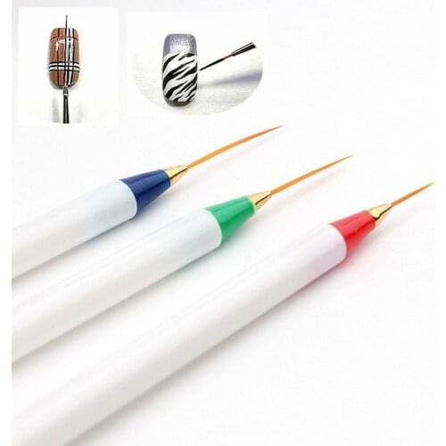 3PCS Nail Art Acrylic Gel UV Brush Paint Fine Liner Striping Design Flower Drawing Tips Decoration Pen DIY Set Tool Kit DTB13