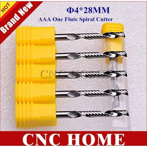 5pcs 4*28MM AAA K66 Carbide Mill One Flute Spiral CNC Router Bits Wood Cutting Tools Milling Cutters