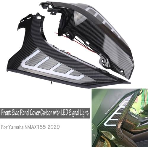 Motorcycle Accessories Front Side Panel Cover Carbon Leg Shield with LED Signal Light For YAMAHA NMAX155 NMAX 155 2020