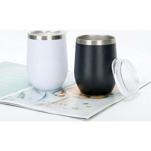 Stainless Steel Double-layer U-shaped Eggshell Thermos Cup Insulated Wine Glass With Lid Champagne Glass Cocktail Cup