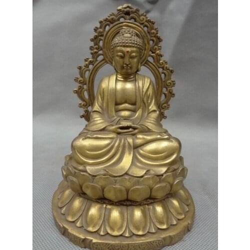 Fast shipping USPS to USA S1428 Chinese Pure Brass Buddhism Temple Sakyamuni Tibet Shakyamuni Buddha Bowl Statue