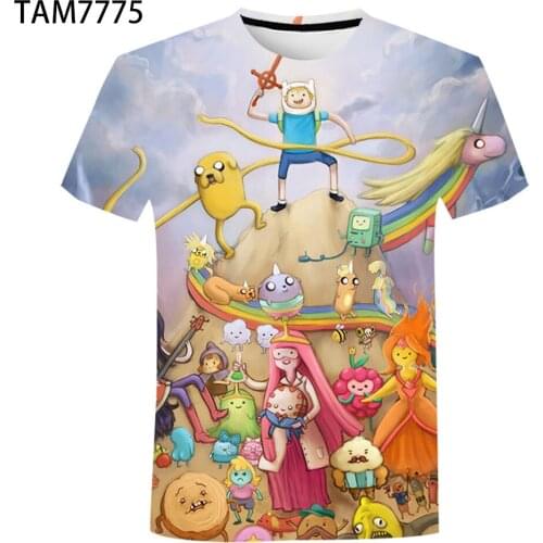 Adventure time Summer New Children Short Sleeve T-Shirt Anime 3D Printing young Street Trend Cute Oversized Mens Top