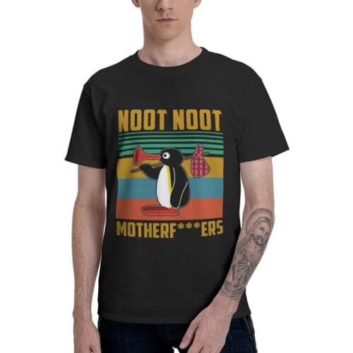 Pingu T-shirt Men Graphic T Shirt Short Sleeve 100% Cotton Noot Noot Motherfu***st Penguin Meme Tshirt Unique Tee Top Gift