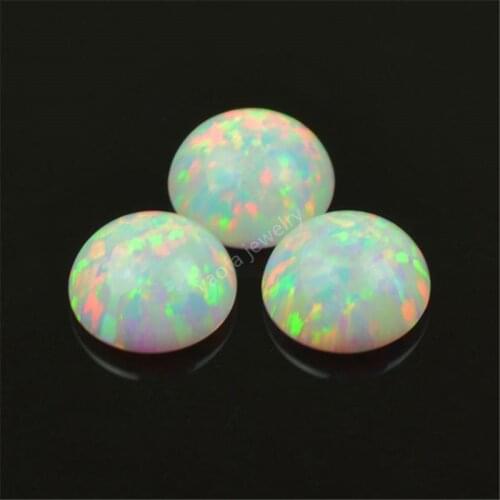 Hotsale 1.5mm to 10mm Round Cabochon Flat back Loose Synthetic White fire Opal for jewelry making