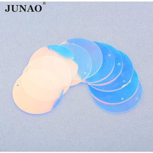 JUNAO 20g 40mm Sewing Transparent AB Big Sequins PVC Glitter Flat Round Sequin Paillette Decoration for Needlework Dress Crafts