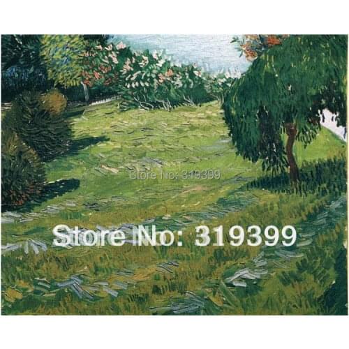 Vincent Van Gogh Oil Painting reproduction on linen canvas,Sunny Lawn in a Public Park ,100% handmade oil painting,Free Shipping