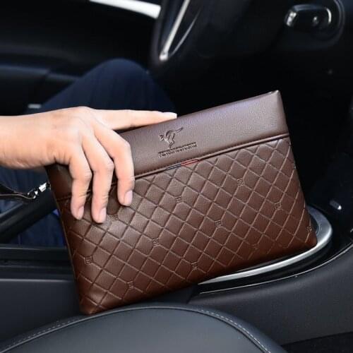High Quality Black Plaid Envelope Bag For Men Fashion PU Leather Handbag Sacoche Homme Bolso Hombre Clutch Luxury Brand Bag