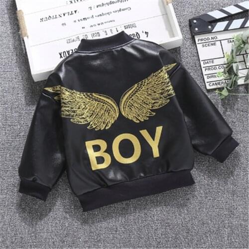 Spring Autumn Boys PU Outerwear Children Fashion Coat Clothing For Baby 1 To 6 Years Kids Casual Jacket Toddler Outfits Tops