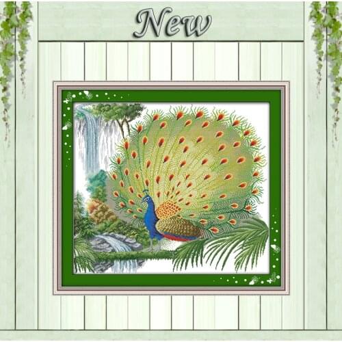 The Peacock Spreads Its Tail animal painting counted printed on canvas DMC 14CT 11CT Cross Stitch Needlework Set Embroidery kits